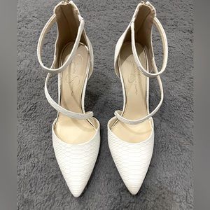 White pumps with straps